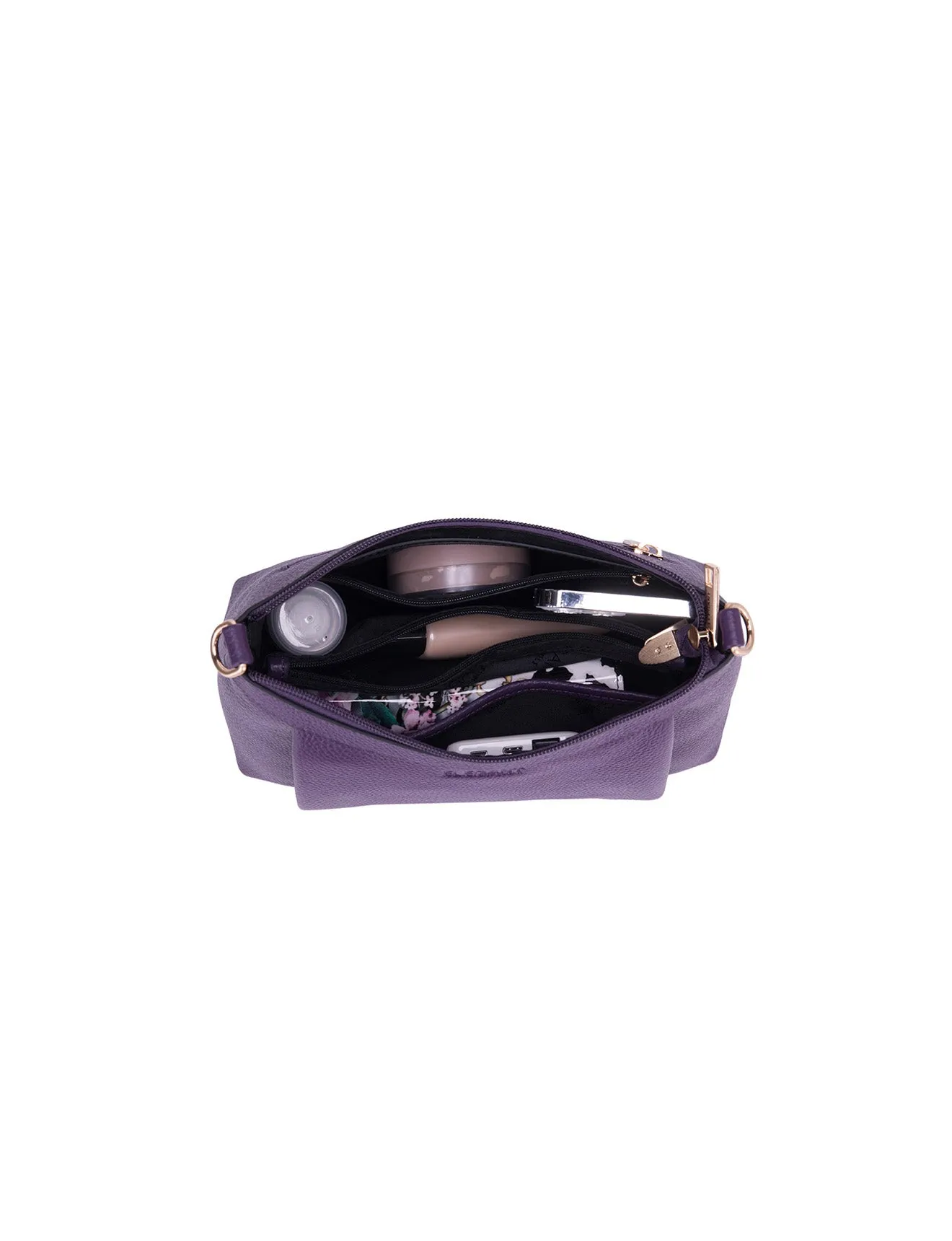MARCIA LEATHER XBODY BAG- BLACK-E1-0830-PUR