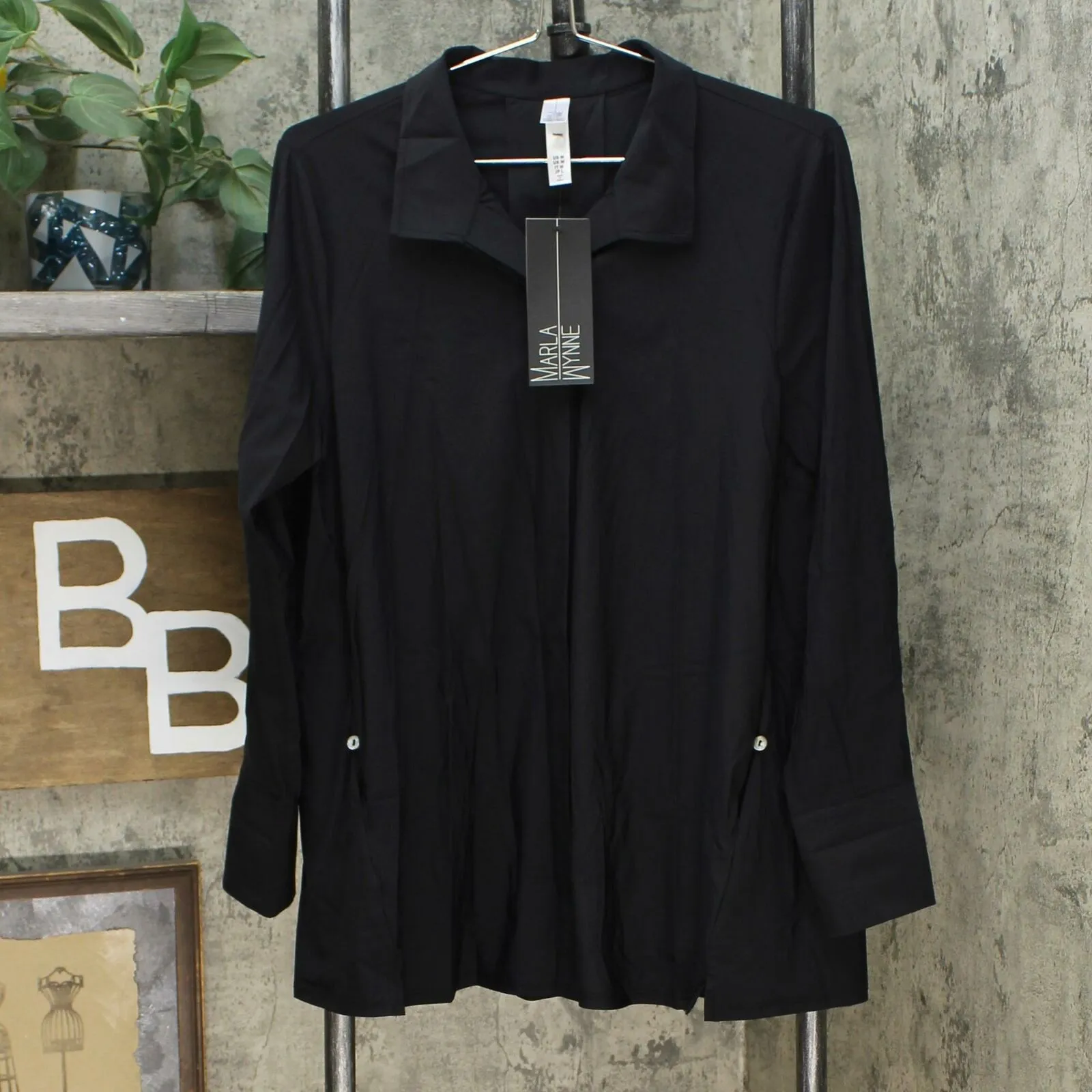 MarlaWynne Women's Button Up Stretch Shirt Jacket