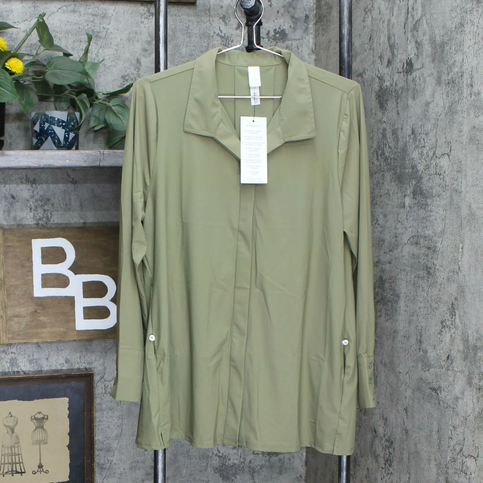 MarlaWynne Women's Button Up Stretch Shirt Jacket