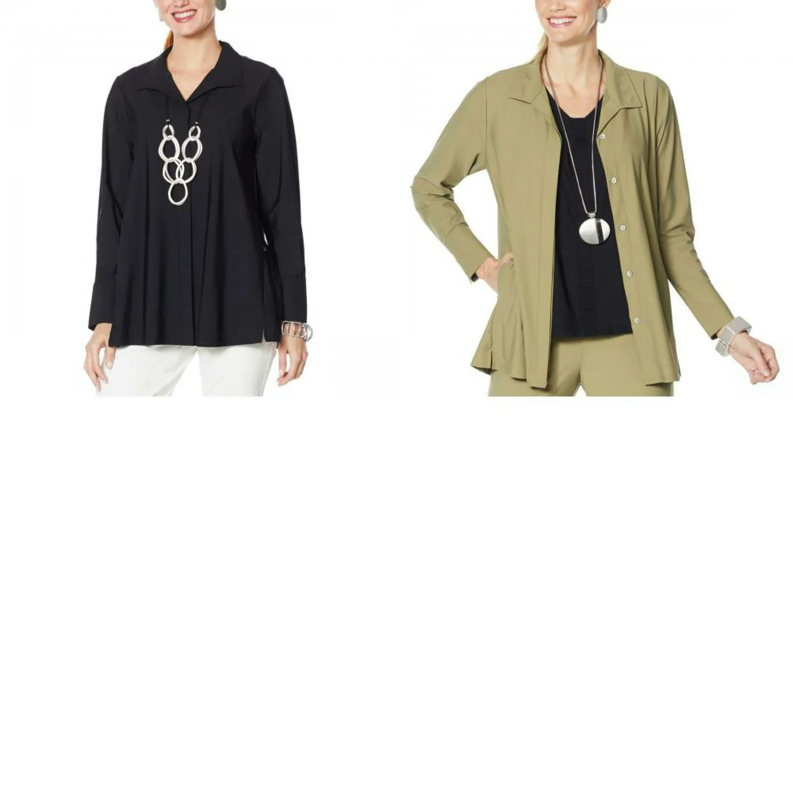 MarlaWynne Women's Button Up Stretch Shirt Jacket