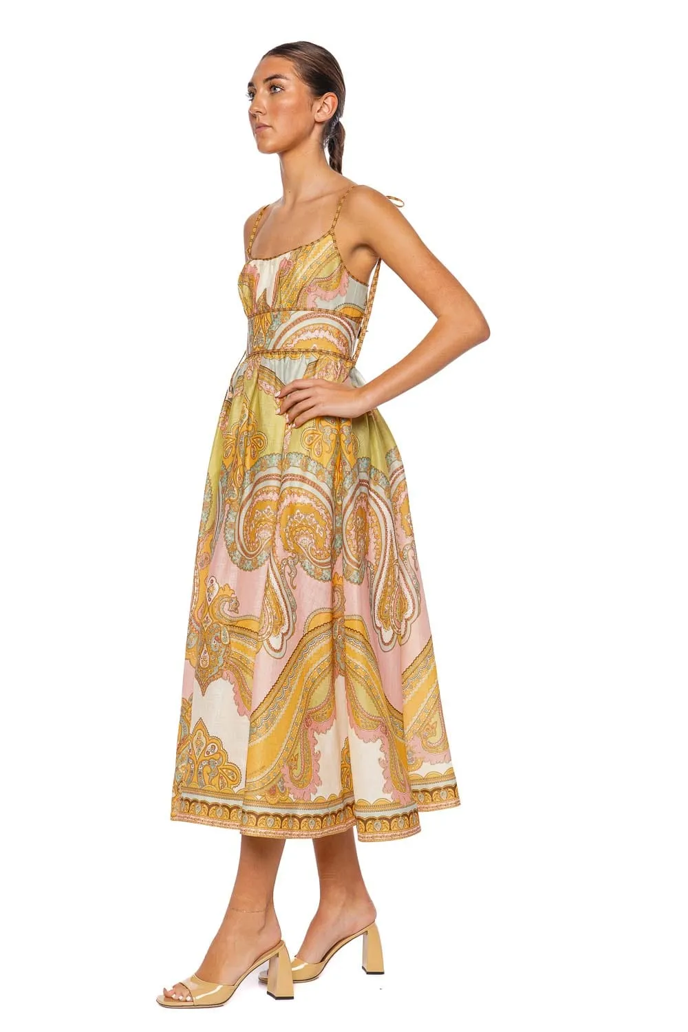 Maxine Gold Paisley Picnic Midi Dress