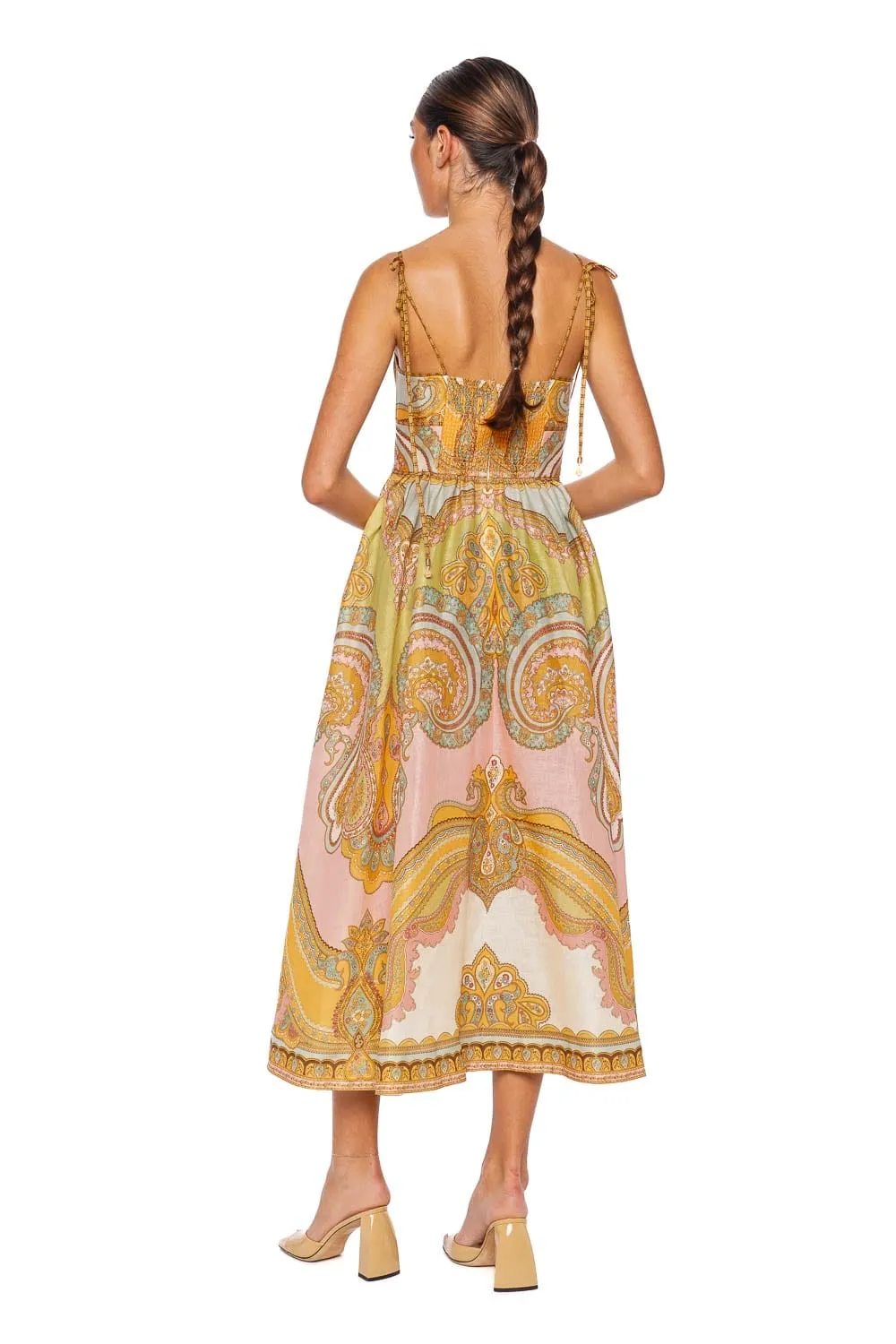 Maxine Gold Paisley Picnic Midi Dress