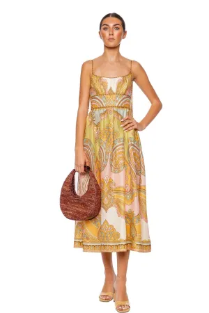 Maxine Gold Paisley Picnic Midi Dress