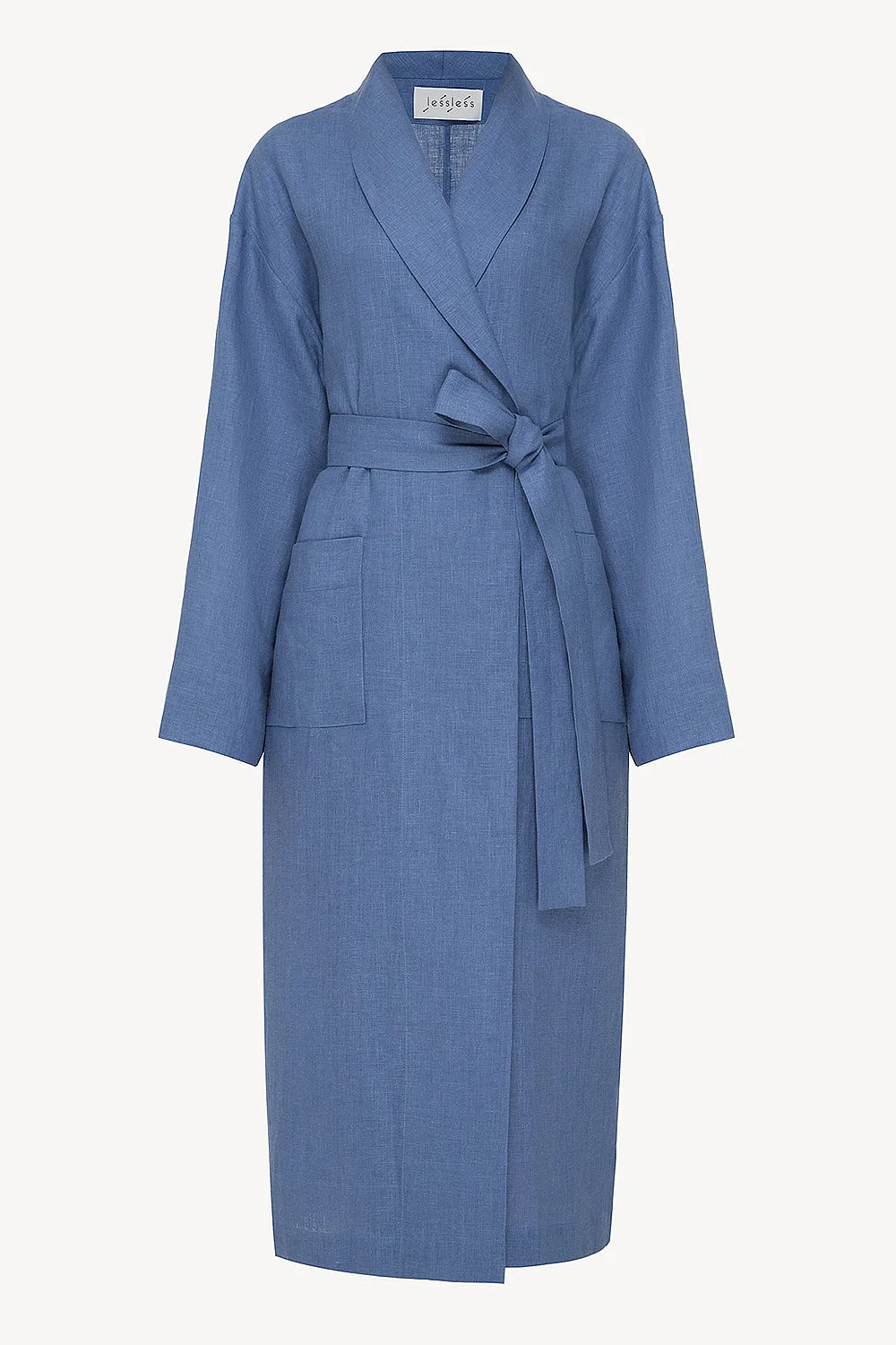 Men linen robe in blue