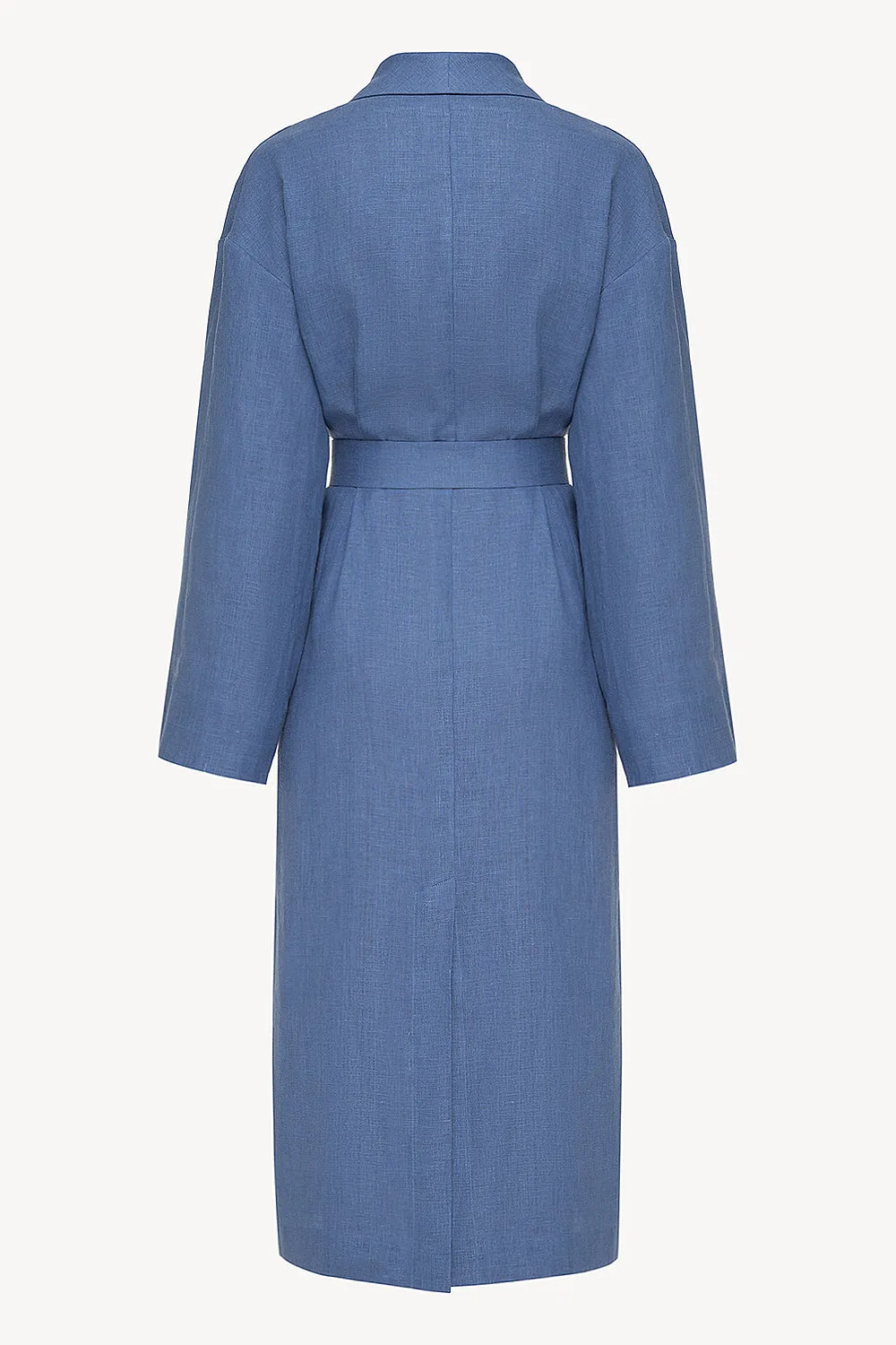 Men linen robe in blue