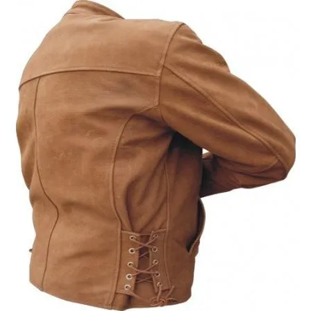 Mens Brown Leather Belt Buckle Motorcycle Jacket