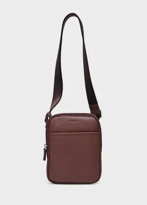 Men's leather satchel with front pocket