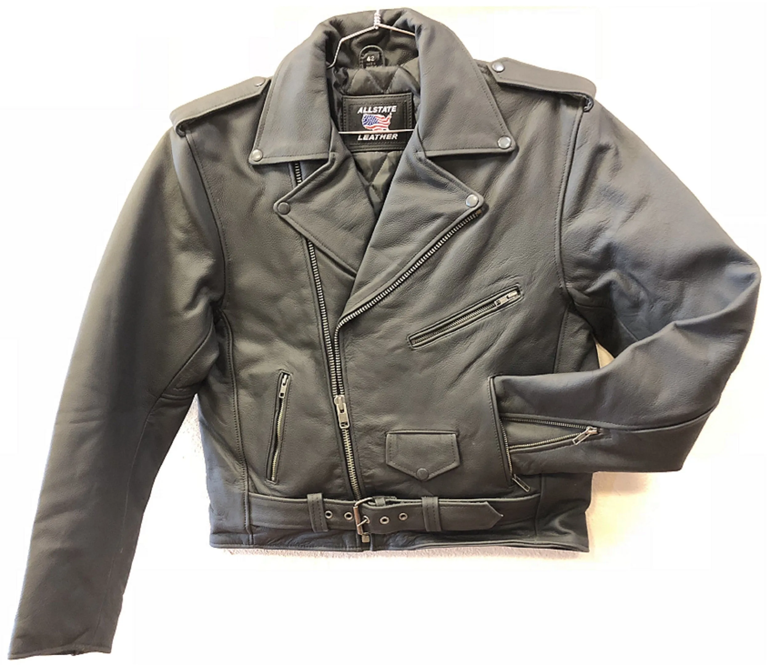 Mens Matte Black Leather Motorcycle Jacket