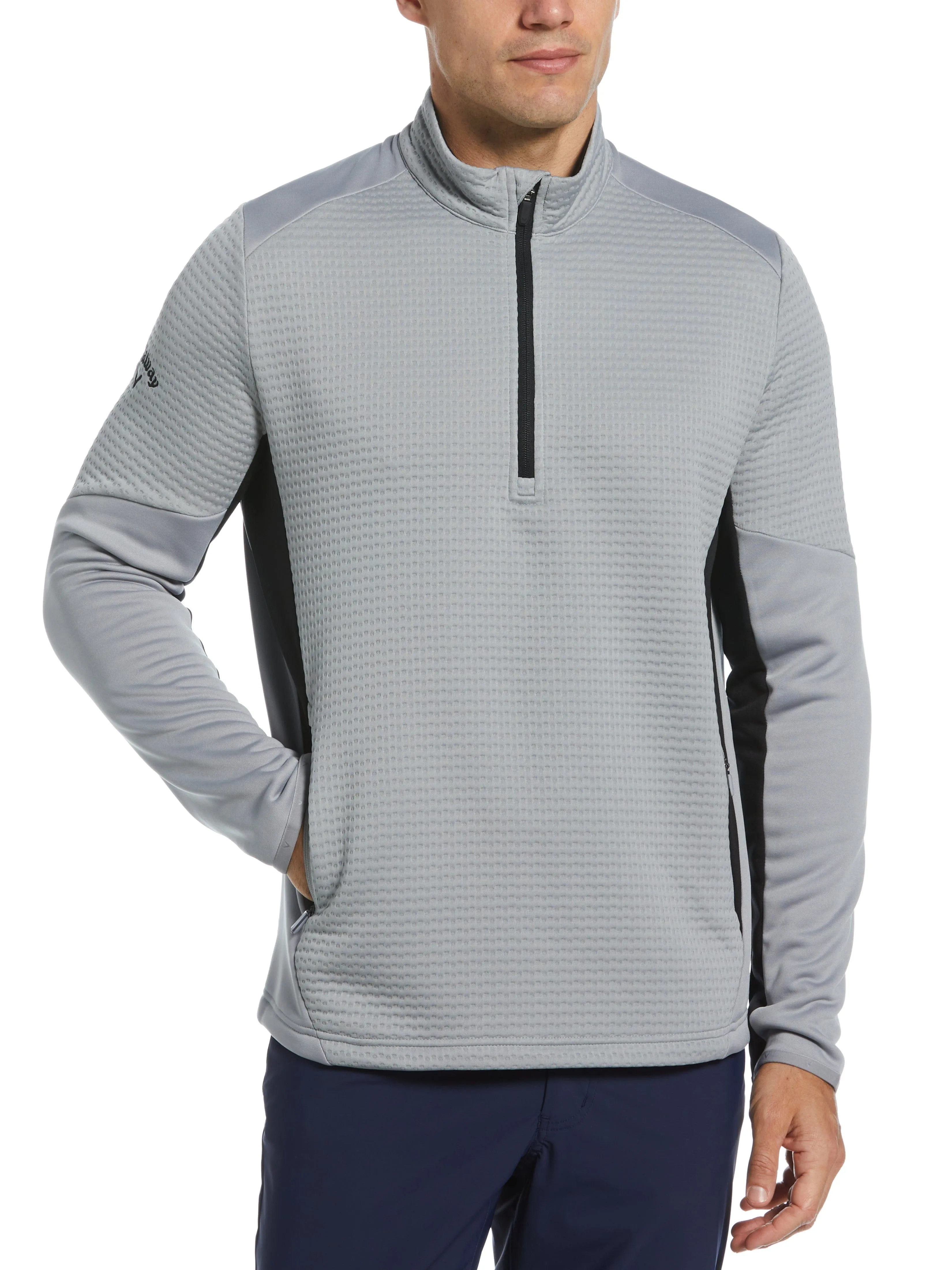 Mens Textured 1/4 Zip Golf Pullover