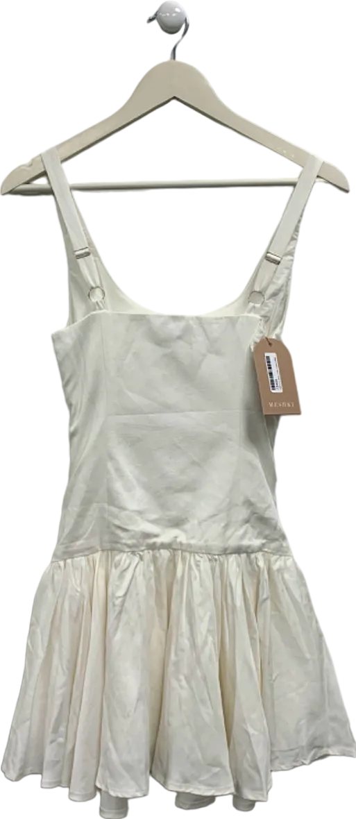 Meshki White Alvara Cotton Puffy Mini Dress UK S