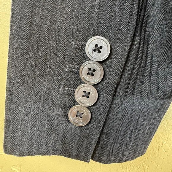Michael Kors Wool Blend Black Strip Blazer with Zippered Pockets Woman's Size 12