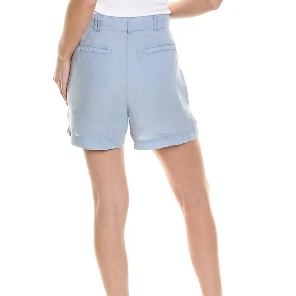 Michael Stars Bex Pleated Linen Short light blue size large nwt