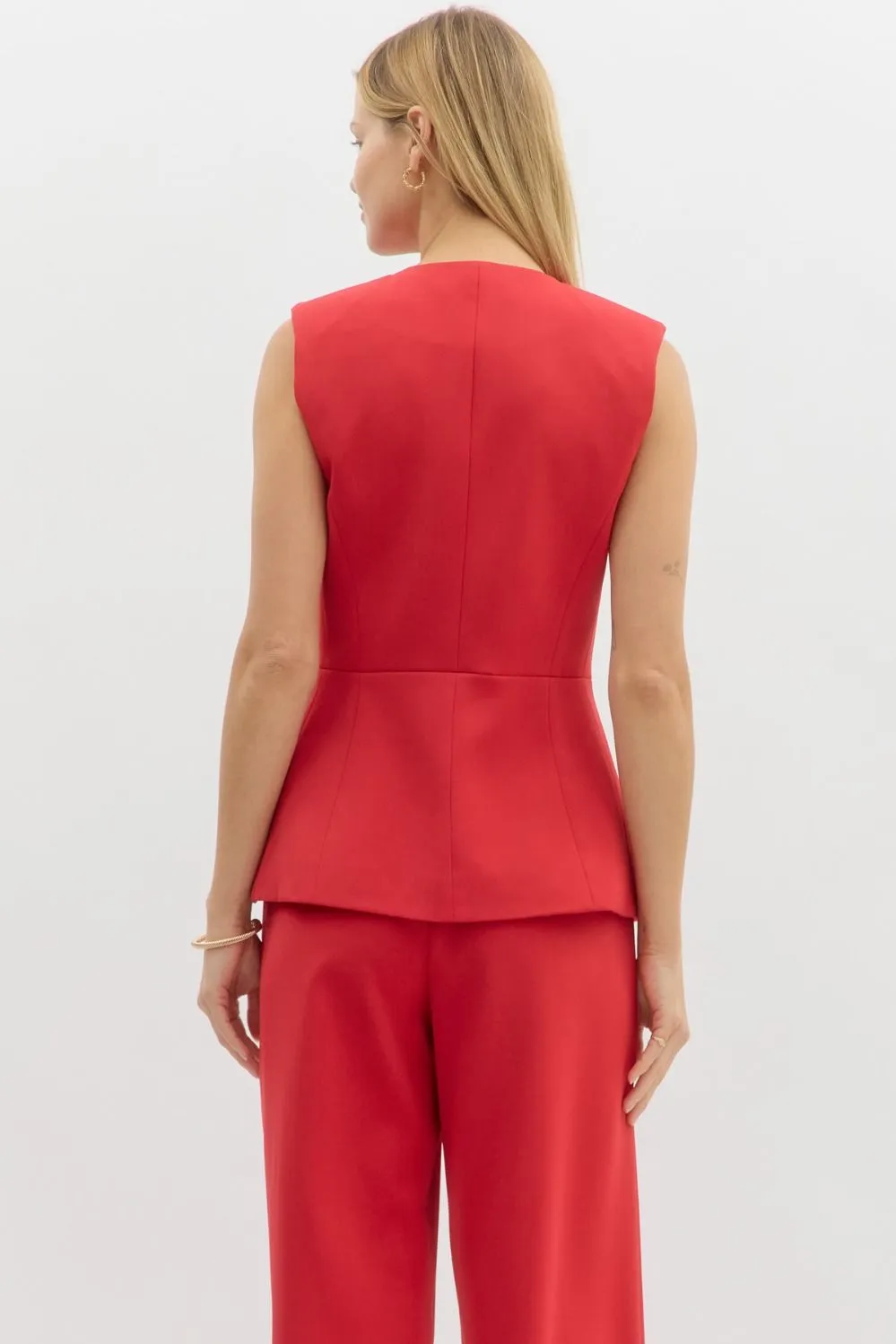 Milan Red Button Vest