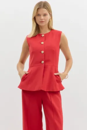 Milan Red Button Vest