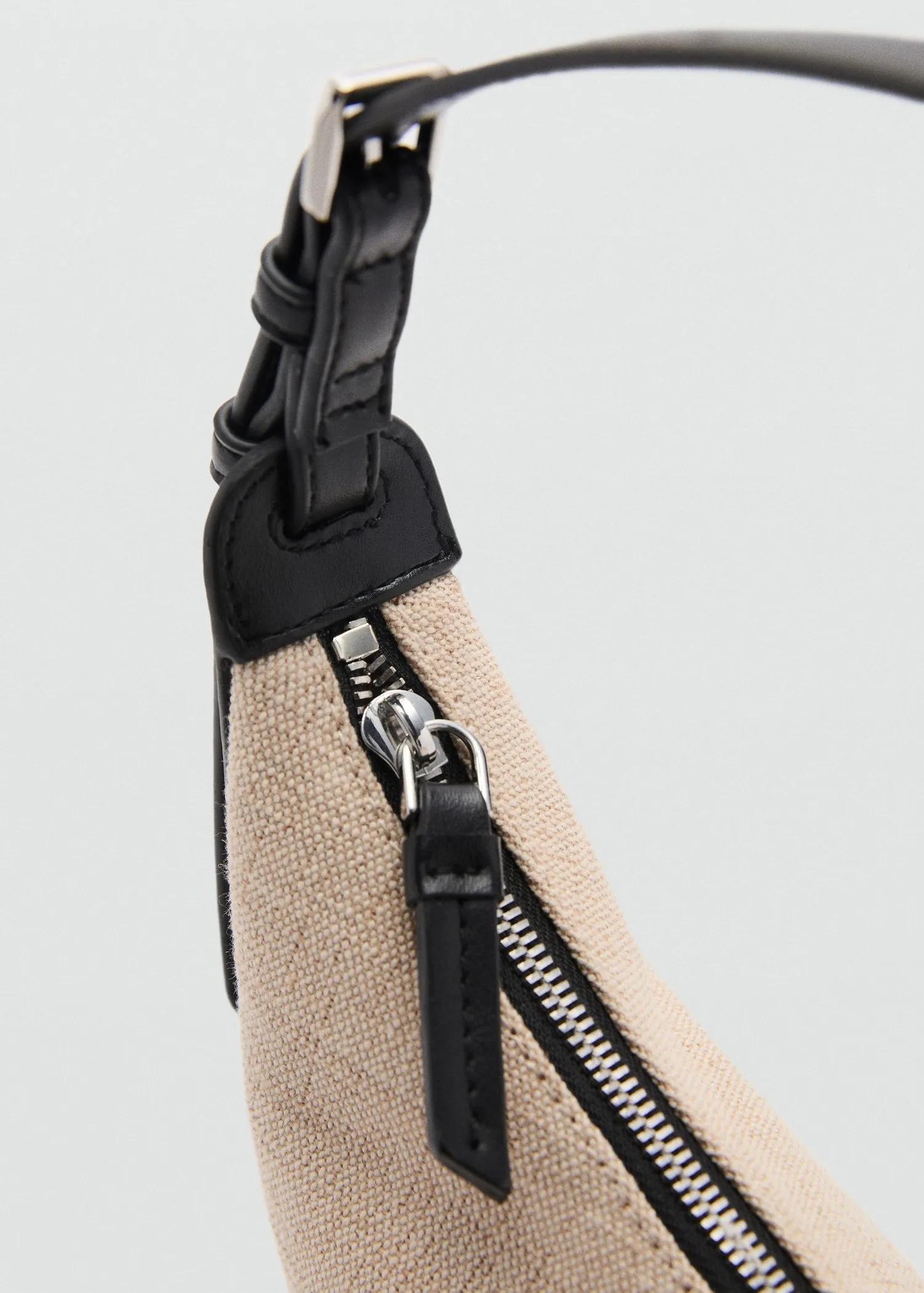 Mini oval linen-blend shoulder bag