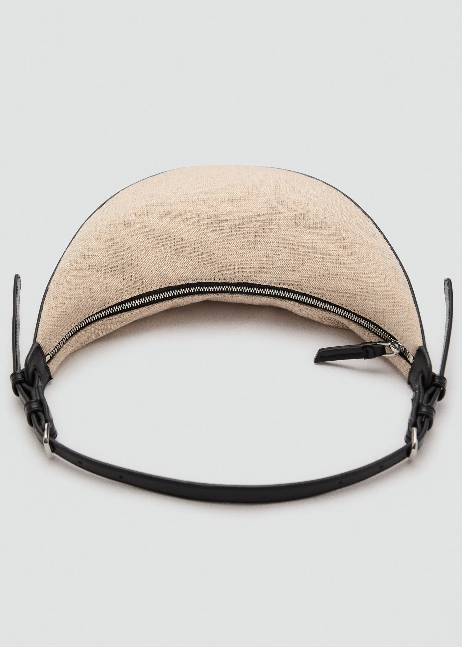 Mini oval linen-blend shoulder bag