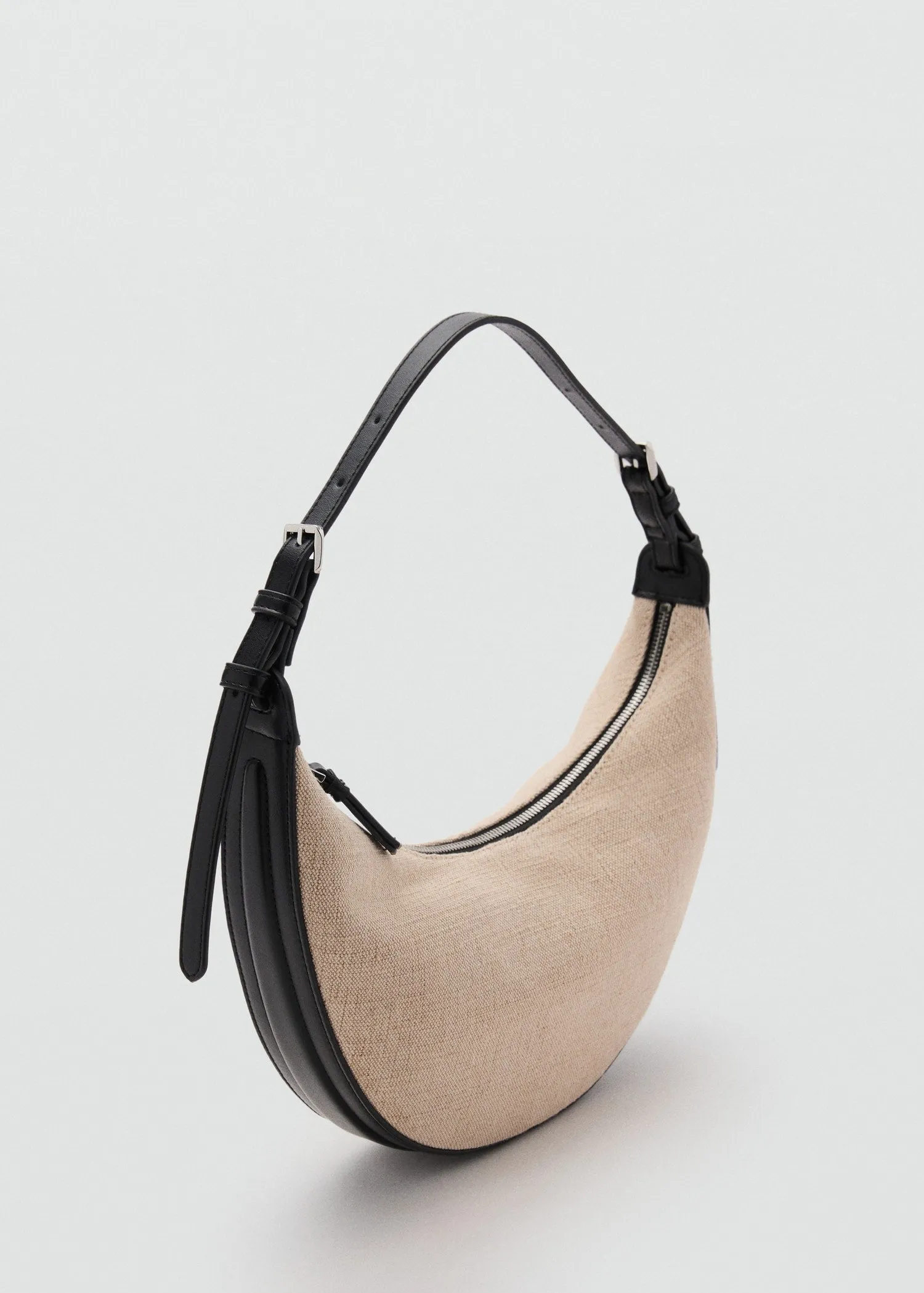 Mini oval linen-blend shoulder bag
