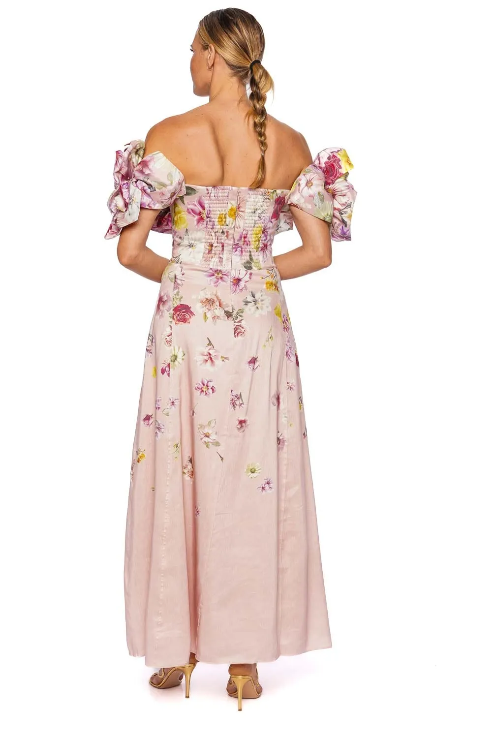 Misha Floral Off Shoulder Midi Dress