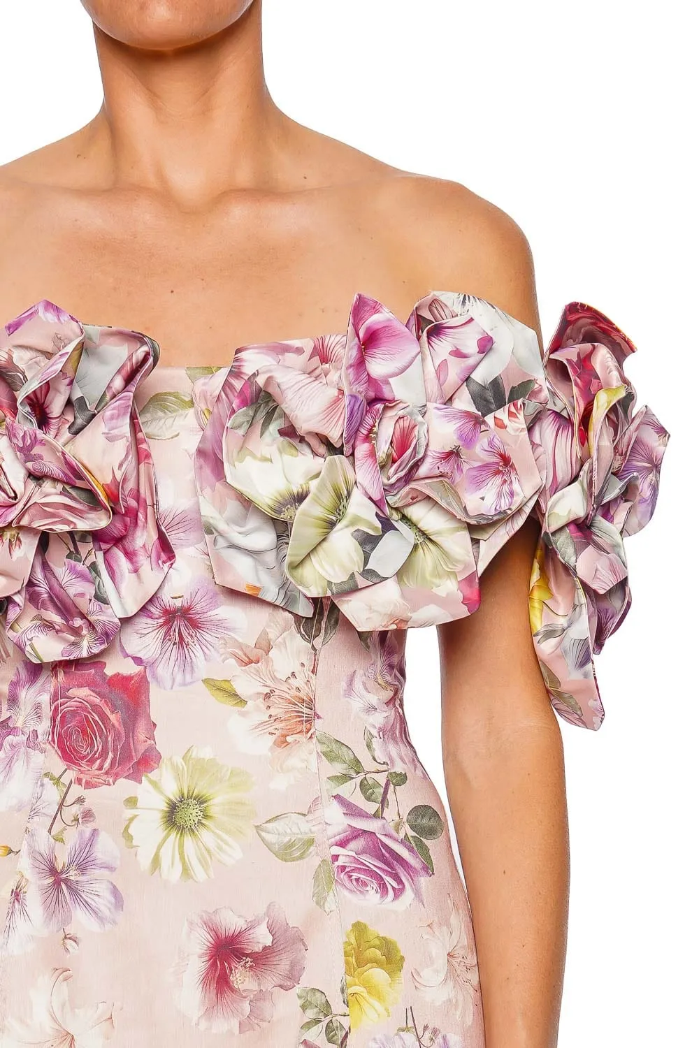 Misha Floral Off Shoulder Midi Dress