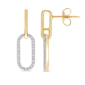 Mountz Collection Diamond Paperclip Link Drop Earrings in 14K Yellow Gold