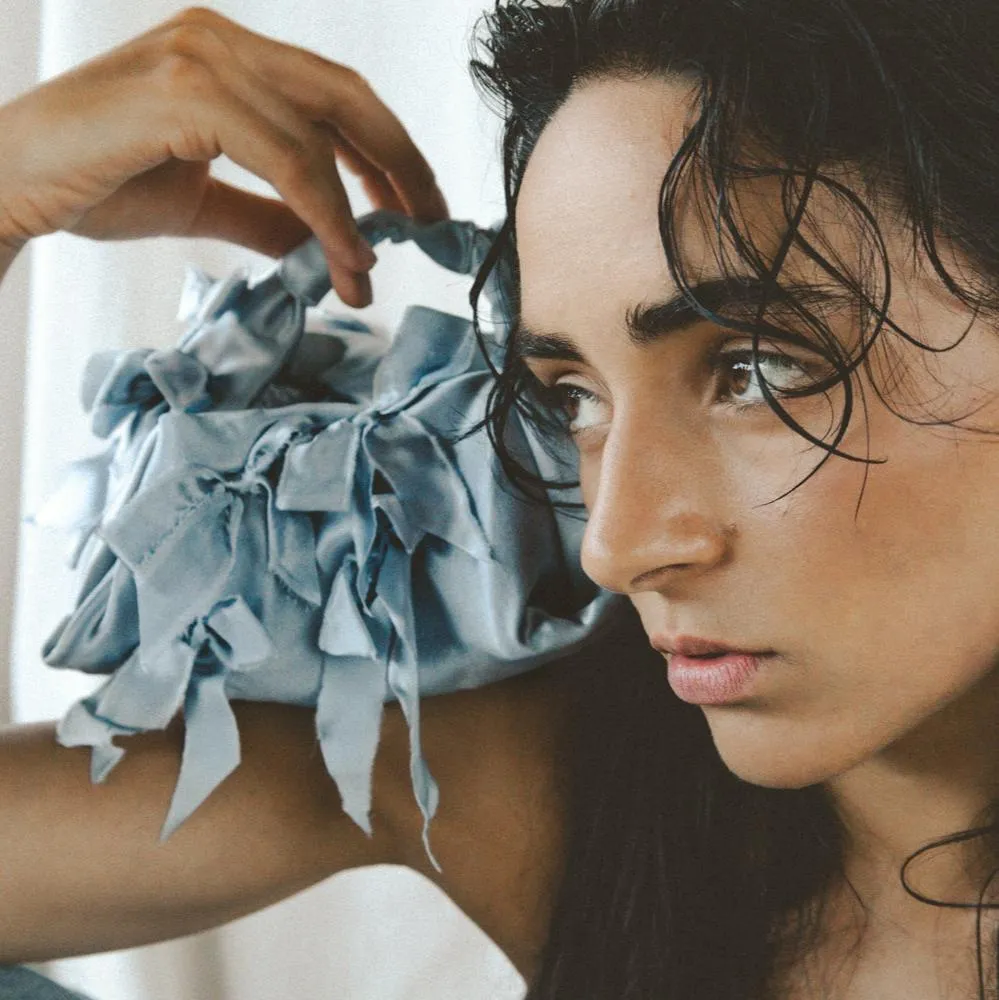 Multi Bow Bag - Bluebell Silk Satin