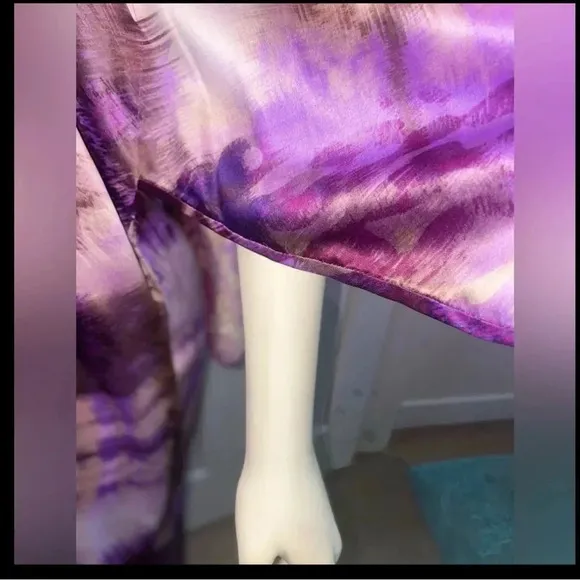 NATORI KABIBI CAFTAN PURPLE TIE DYE V NECK OVERSIZED WITH POCKETS SIZE S