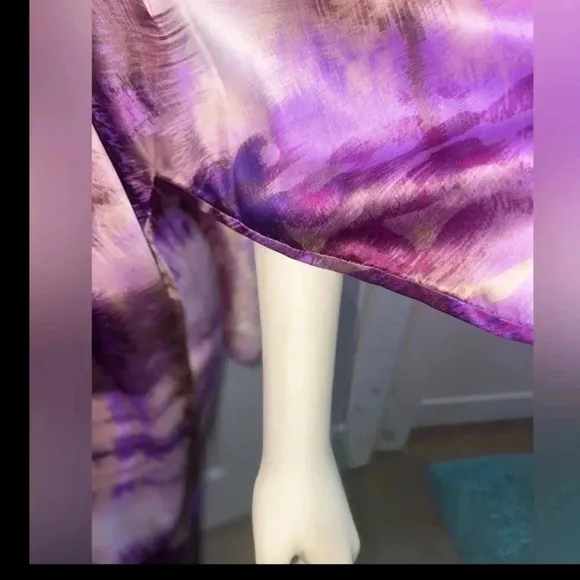 NATORI KABIBI CAFTAN PURPLE TIE DYE V NECK OVERSIZED WITH POCKETS SIZE S