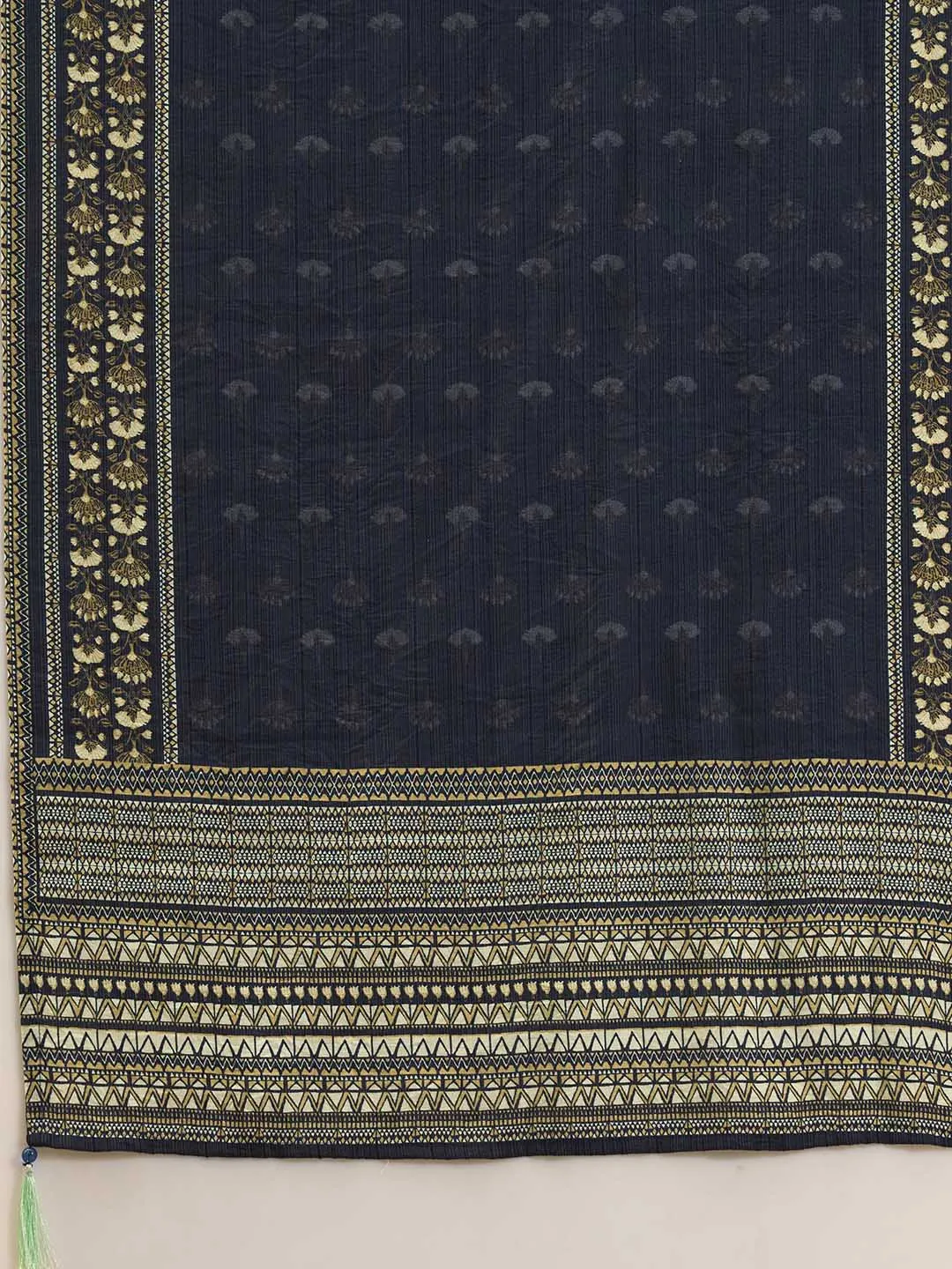 Navy Blue Kurta Set - Women Chanderi Silk Comfort Kurta Set with Dupatta - Zola