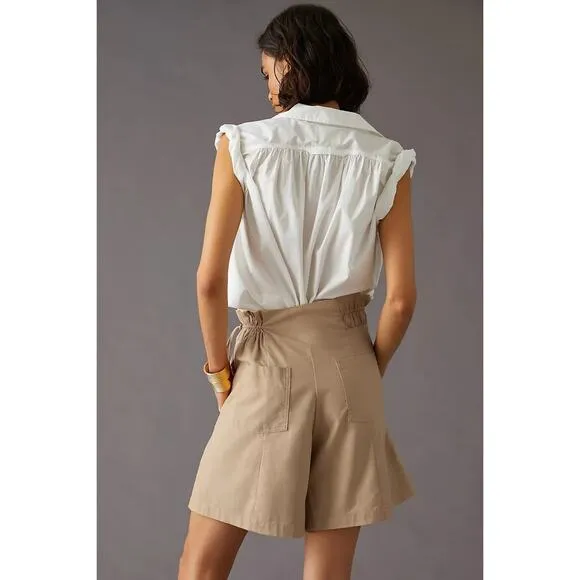 New Anthropologie Mon Renn Quinn Shorts $149 SIZE 4 Cotton Linen Drawstring