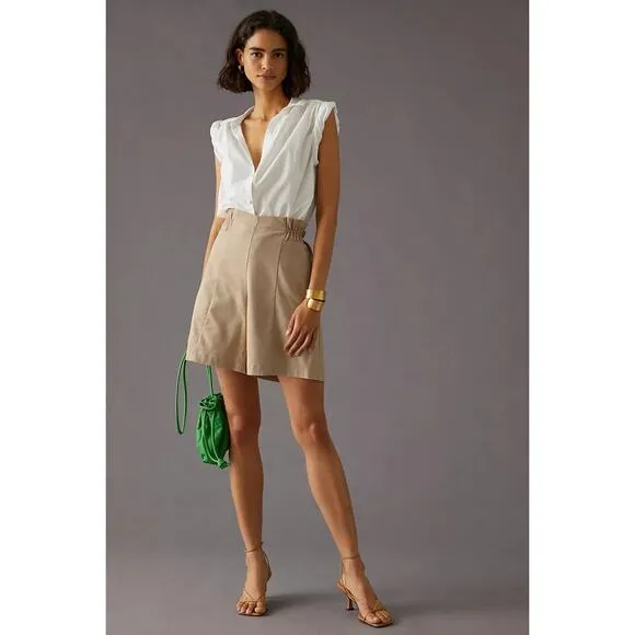 New Anthropologie Mon Renn Quinn Shorts $149 SIZE 4 Cotton Linen Drawstring