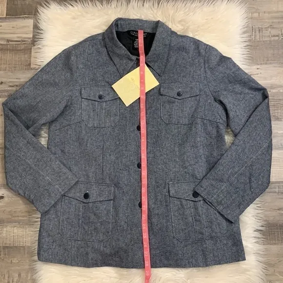 NEW Dialogue linen blend shacket fully lined L