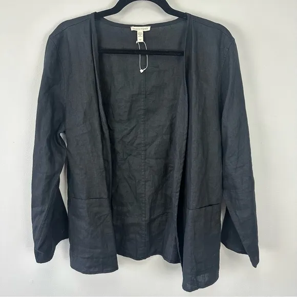 NEW Eileen Fisher Organic Linen Open Front Jacket