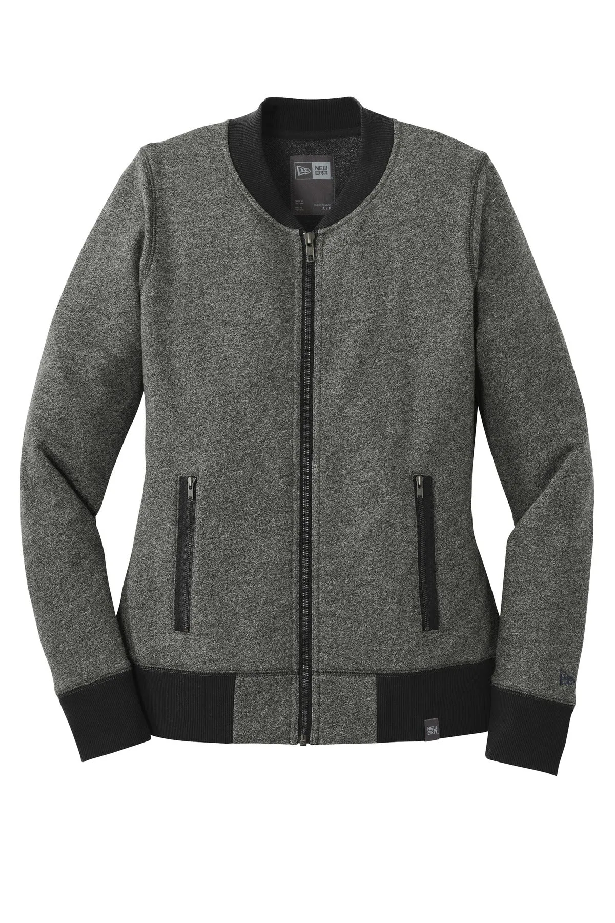 New Era Women's French Terry Baseball Full-Zip. LNEA503 Black Twist/ Black