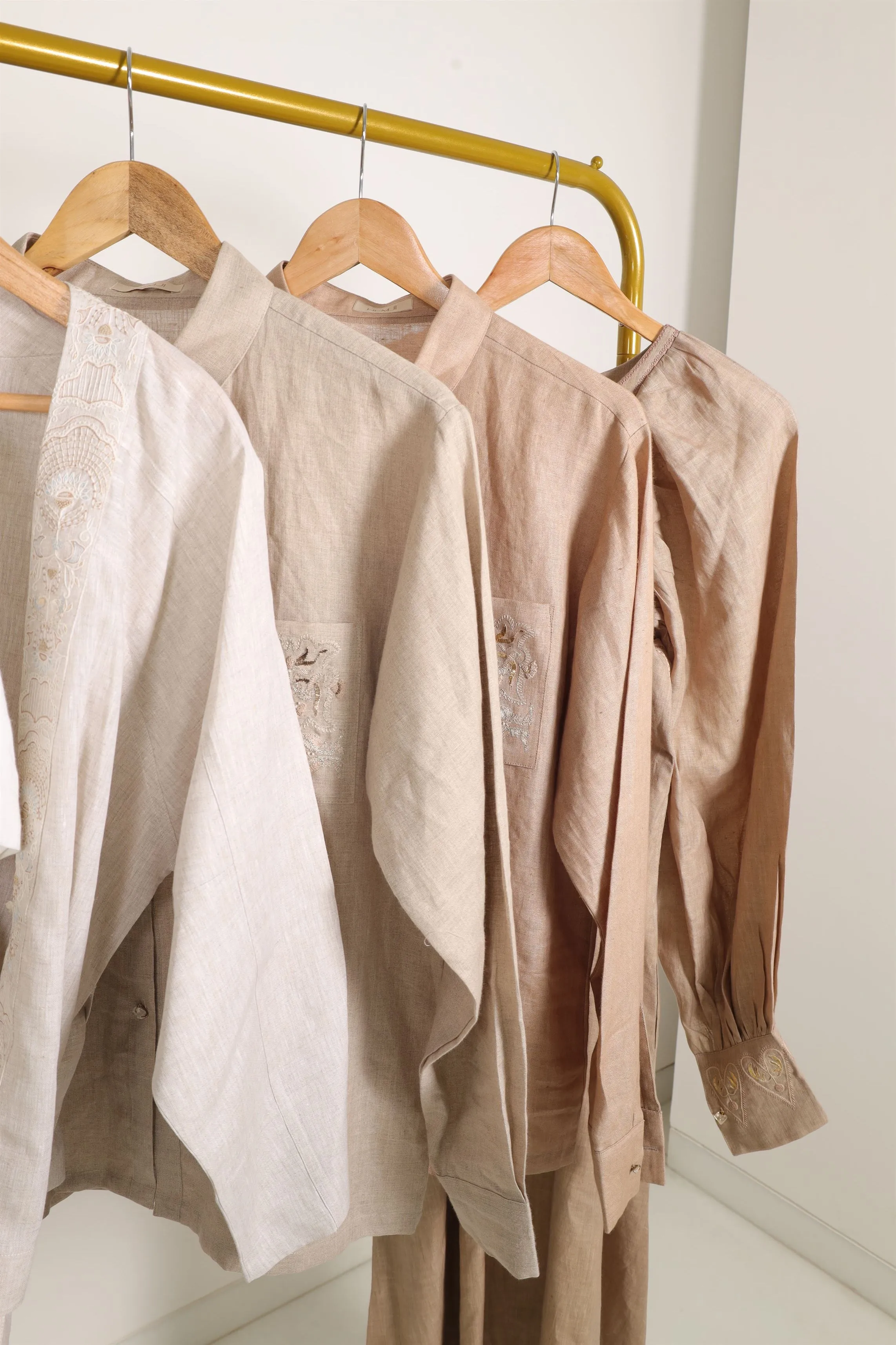 New Season Summer to Fall 2024-Shirt Embroidered Linen Beige-BR/L/023-Suzanne-Fashion Edit Hemji