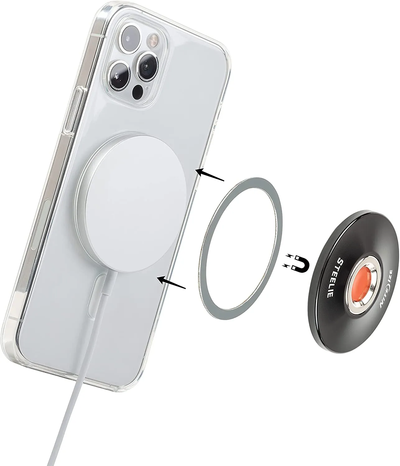 NiteIze - Steelie Orbiter Plus Magnetic Socket   Metal Ring component for Magsafe
