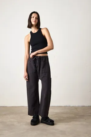 NSF Clothing - Women - Faded Black Carlson Linen Cotton Tie Pant