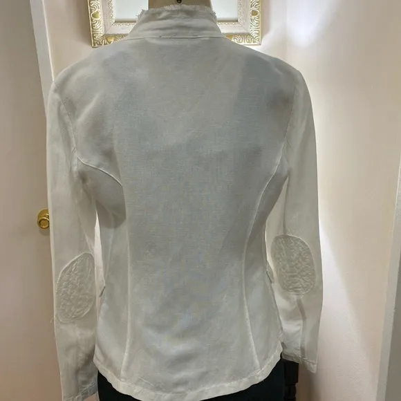 NWOT Frank Lyman Open Front White Woven Jacket Size XS / TP.