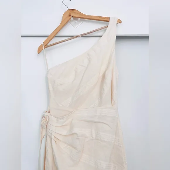 NWOT Free People At Leisure MIDI Maxi Dress One Shoulder Linen Blend Size Small