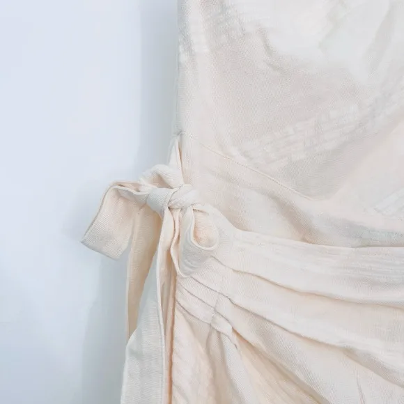 NWOT Free People At Leisure MIDI Maxi Dress One Shoulder Linen Blend Size Small