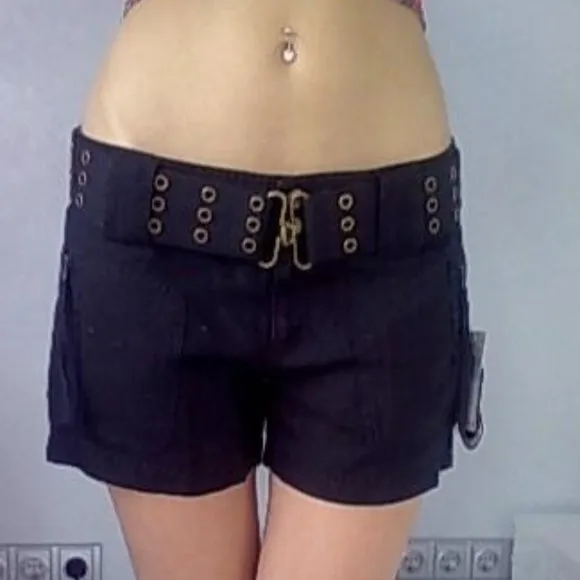 NWT Black JUICY COUTURE shorts with belt linen/lyocell