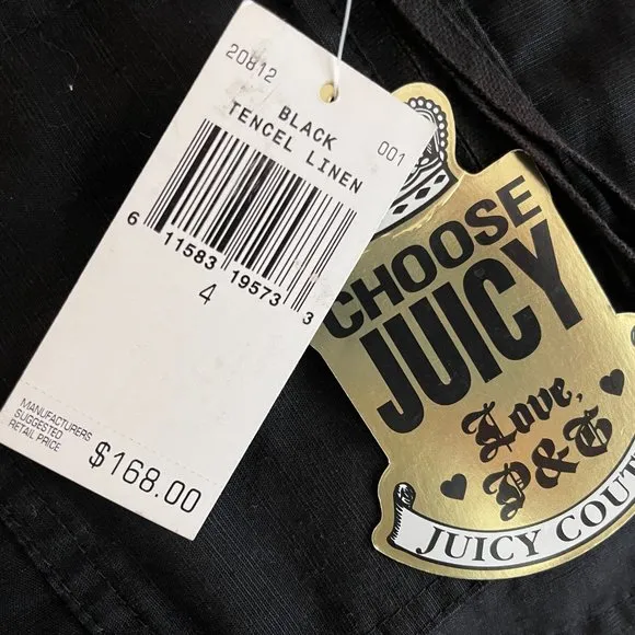 NWT Black JUICY COUTURE shorts with belt linen/lyocell