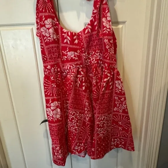 NWT House of Harlow 1960 Red Linen Bandana Print Dress
