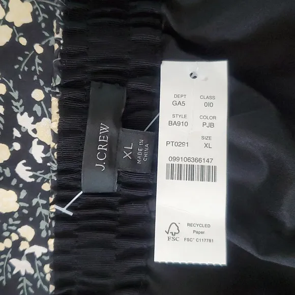 NWT J Crew Skirt Size XL Womens 100%Silk Pull On Garden Floral Drawstring