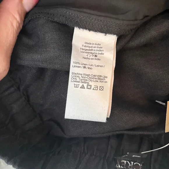 NWT J.Crew Long Tropez Linen Shorts Black S High Rise Pull-On Relaxed Fit