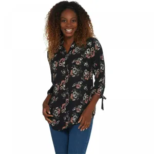 NWT Joan Rivers Womens Floral Print Tunic Top With Bow Sleeves. A310924 14