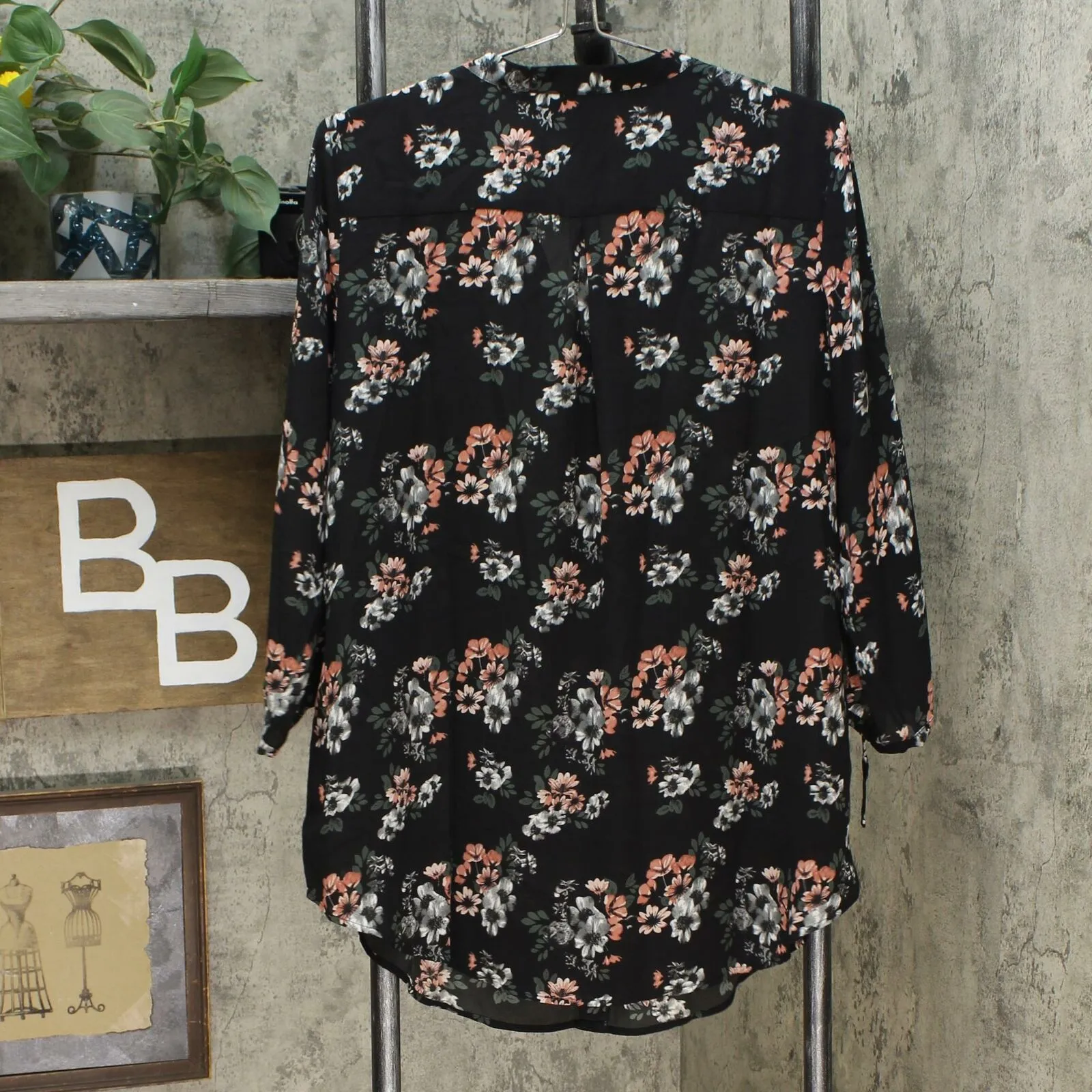 NWT Joan Rivers Womens Floral Print Tunic Top With Bow Sleeves. A310924 14
