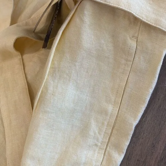 NWT Polo Ralph Lauren 100% Linen Yellow Shorts Womens Sz 2 Pleated 4.5” Inseam