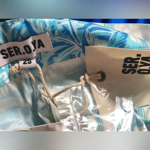 NWT Ser.o.ya Jesse Silk Shorts in Seroya Island Blue - Size 25