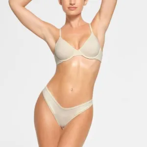NWT SKIMS Cotton Jersey T Shirt Bra In Bone White
