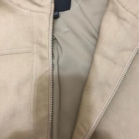 NWT The Limited Linen/Rayon Blend Lined Zipper Jacket Tan Safari